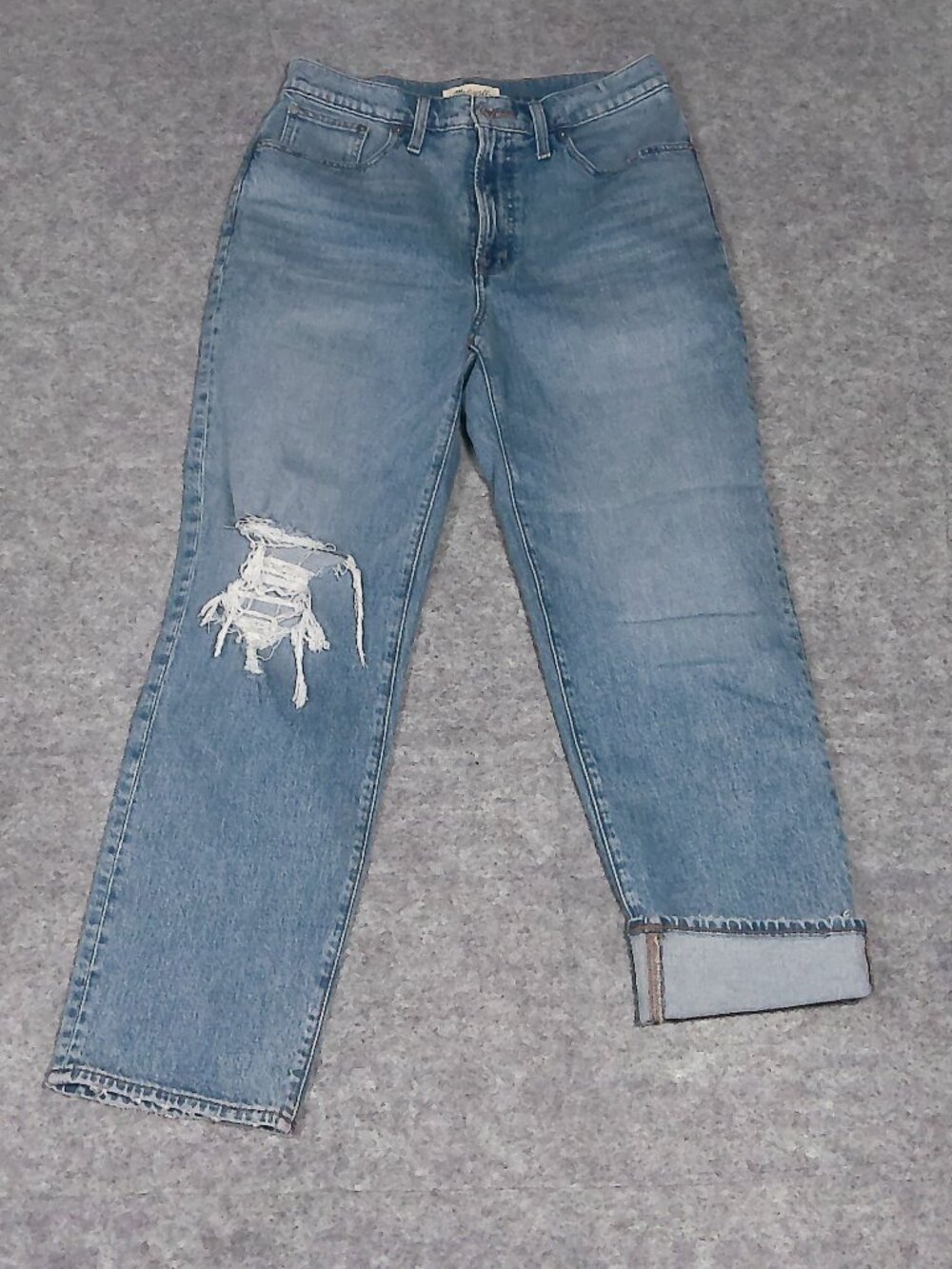 Madewell Perfect Vintage Straight Jean Womens 29 Distressed Knee High Rise